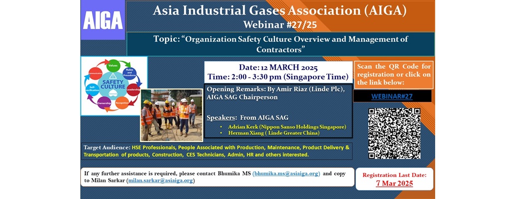 Webinar#27 "Organization Safety Culture Overview and Management of Contractors” 